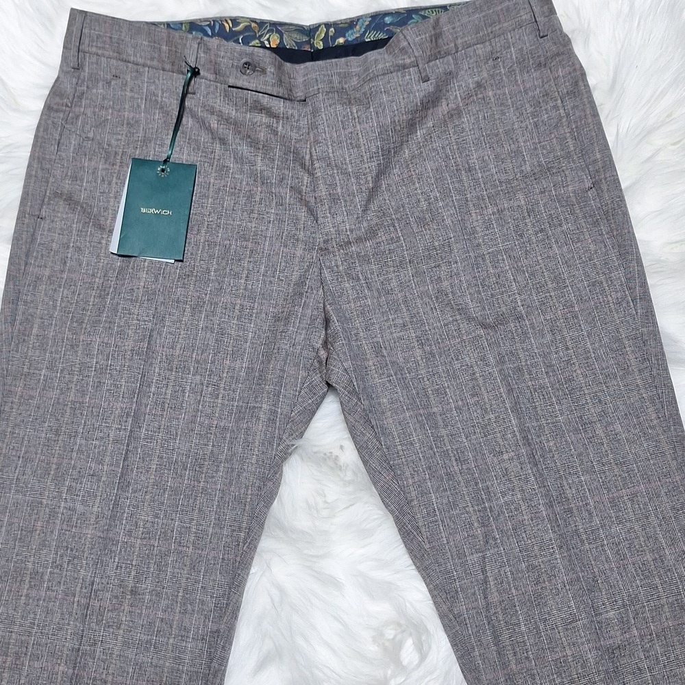 NWT Hellmann's Clothiers Berwich mens brown Glen plaid pants, 38 X 34